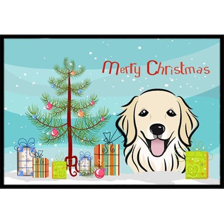 Carolines Treasures Carolines Treasures BB1577JMAT Christmas Tree & Golden Retriever Indoor or Outdoor Mat; 24 x 36 BB1577JMAT